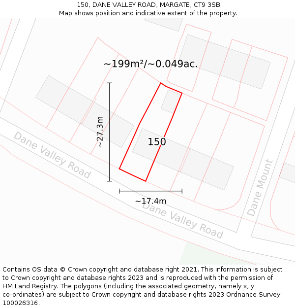150, DANE VALLEY ROAD, MARGATE, CT9 3SB: Plot and title map