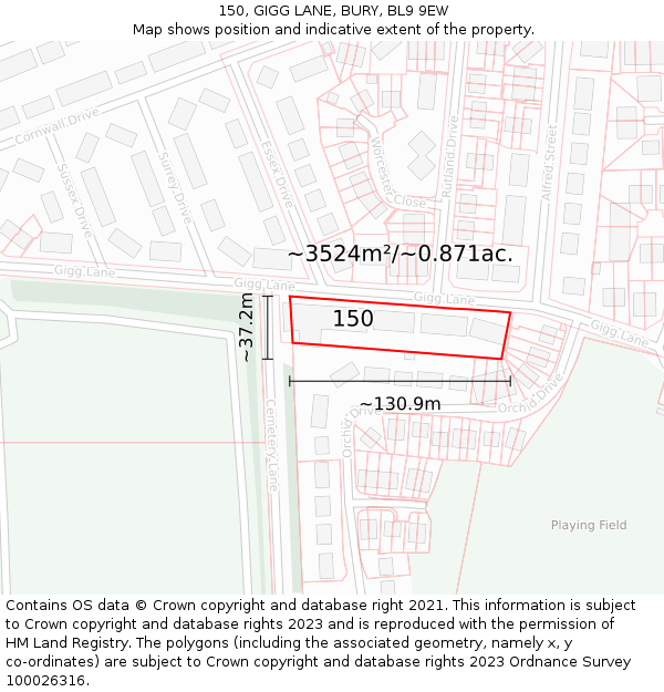 150, GIGG LANE, BURY, BL9 9EW: Plot and title map