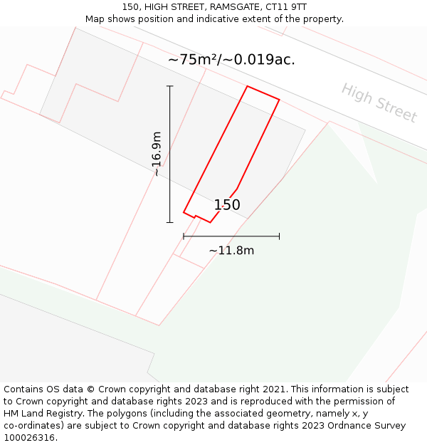 150, HIGH STREET, RAMSGATE, CT11 9TT: Plot and title map