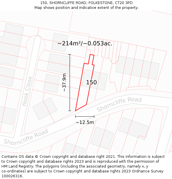 150, SHORNCLIFFE ROAD, FOLKESTONE, CT20 3PD: Plot and title map