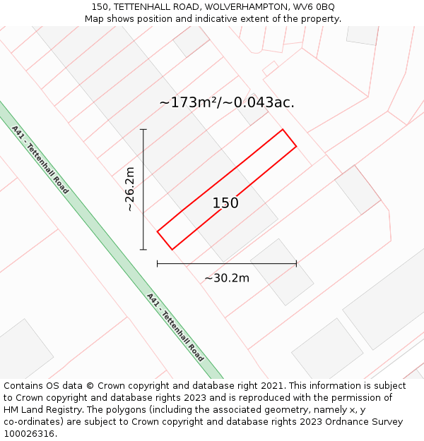150, TETTENHALL ROAD, WOLVERHAMPTON, WV6 0BQ: Plot and title map