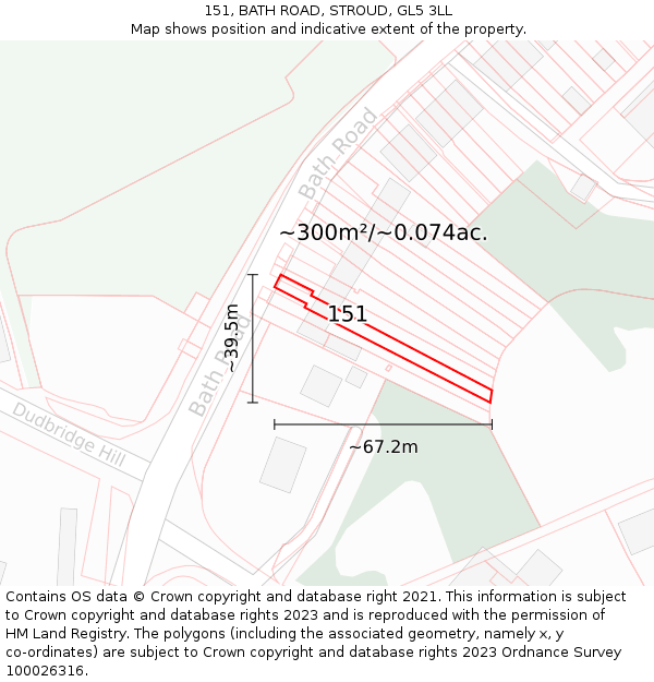 151, BATH ROAD, STROUD, GL5 3LL: Plot and title map