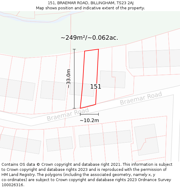 151, BRAEMAR ROAD, BILLINGHAM, TS23 2AJ: Plot and title map