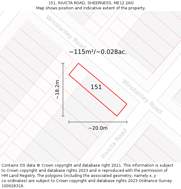 151, INVICTA ROAD, SHEERNESS, ME12 2AG: Plot and title map
