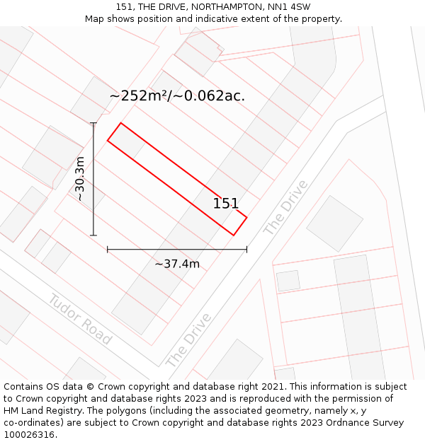 151, THE DRIVE, NORTHAMPTON, NN1 4SW: Plot and title map