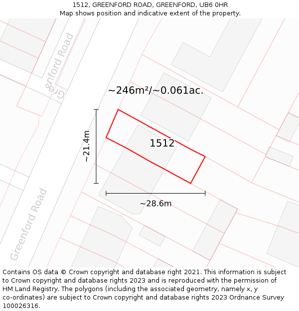 1512, GREENFORD ROAD, GREENFORD, UB6 0HR: Plot and title map