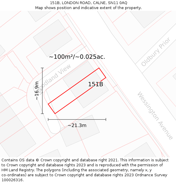 151B, LONDON ROAD, CALNE, SN11 0AQ: Plot and title map