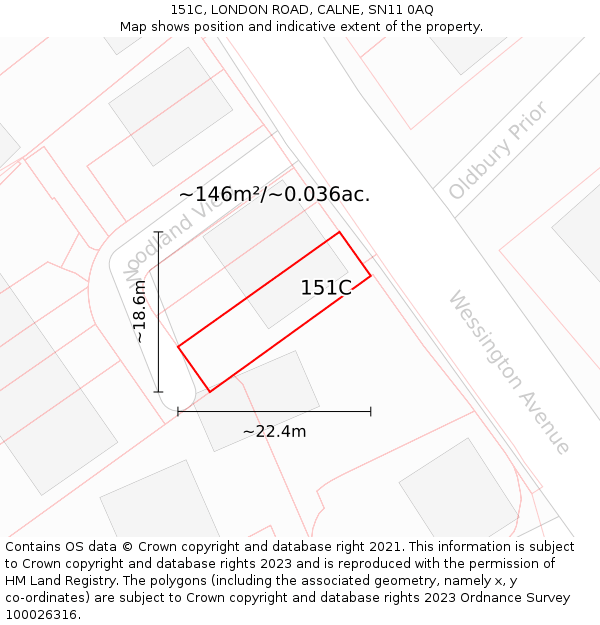 151C, LONDON ROAD, CALNE, SN11 0AQ: Plot and title map