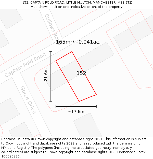 152, CAPTAIN FOLD ROAD, LITTLE HULTON, MANCHESTER, M38 9TZ: Plot and title map