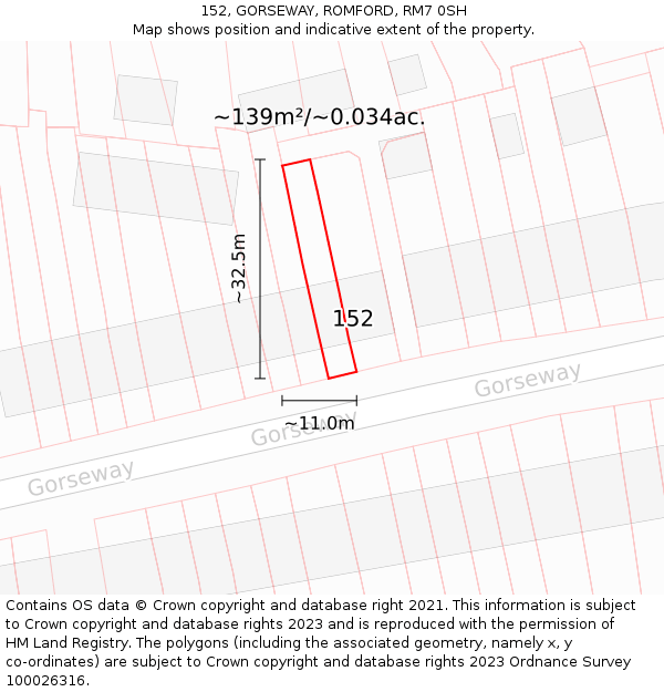 152, GORSEWAY, ROMFORD, RM7 0SH: Plot and title map