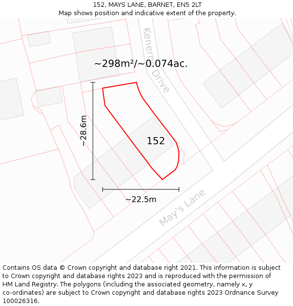 152, MAYS LANE, BARNET, EN5 2LT: Plot and title map