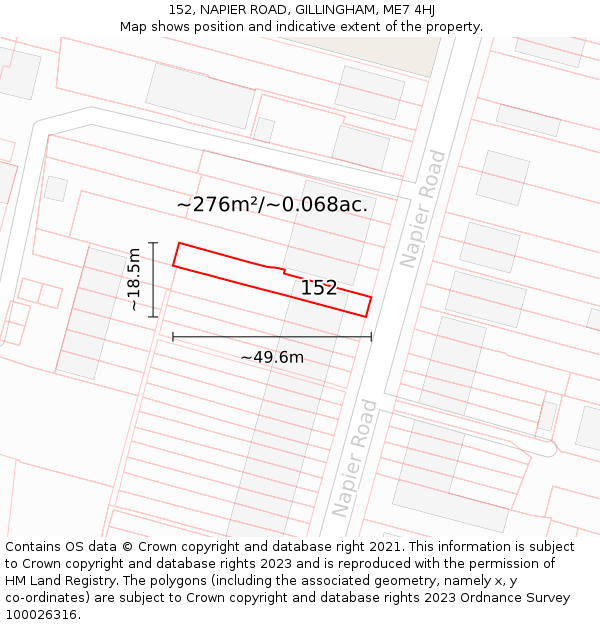 152, NAPIER ROAD, GILLINGHAM, ME7 4HJ: Plot and title map