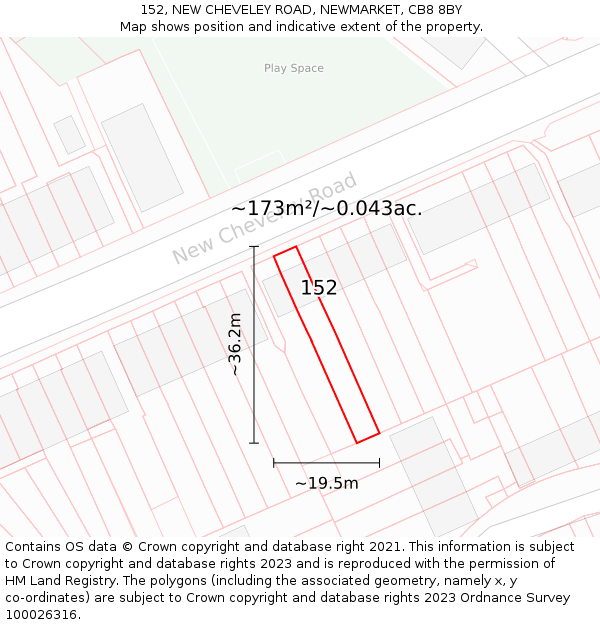 152, NEW CHEVELEY ROAD, NEWMARKET, CB8 8BY: Plot and title map