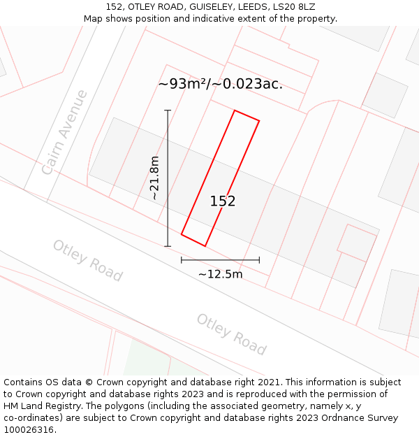 152, OTLEY ROAD, GUISELEY, LEEDS, LS20 8LZ: Plot and title map