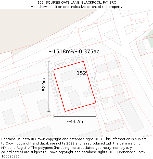 152, SQUIRES GATE LANE, BLACKPOOL, FY4 3RQ: Plot and title map