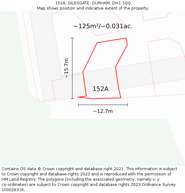 152A, GILESGATE, DURHAM, DH1 1QQ: Plot and title map