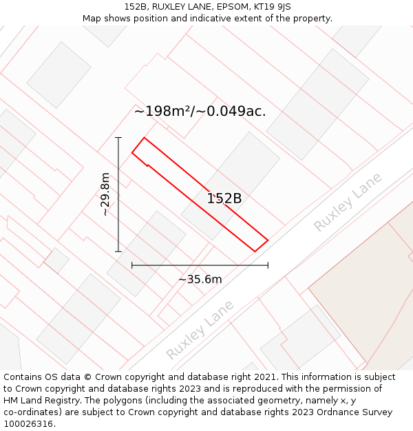 152B, RUXLEY LANE, EPSOM, KT19 9JS: Plot and title map