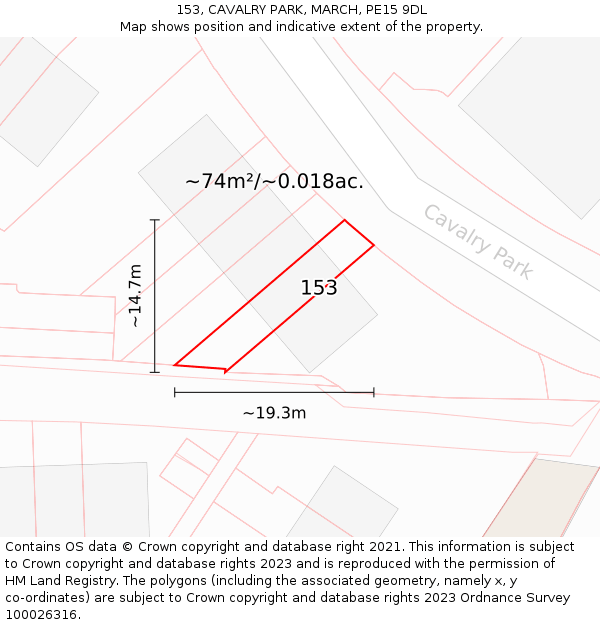 153, CAVALRY PARK, MARCH, PE15 9DL: Plot and title map
