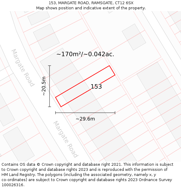 153, MARGATE ROAD, RAMSGATE, CT12 6SX: Plot and title map