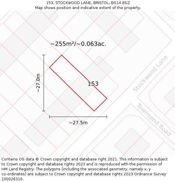 153, STOCKWOOD LANE, BRISTOL, BS14 8SZ: Plot and title map