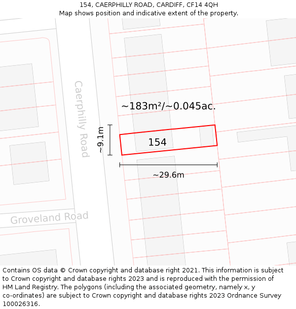 154, CAERPHILLY ROAD, CARDIFF, CF14 4QH: Plot and title map