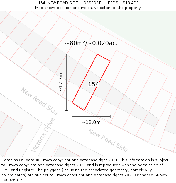 154, NEW ROAD SIDE, HORSFORTH, LEEDS, LS18 4DP: Plot and title map