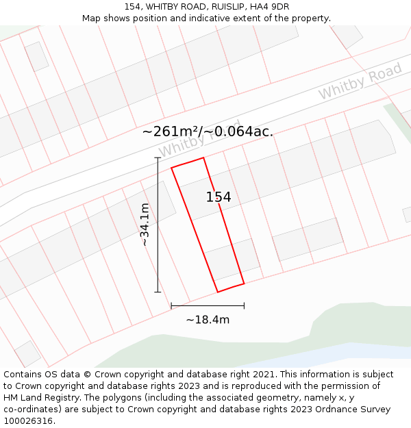 154, WHITBY ROAD, RUISLIP, HA4 9DR: Plot and title map
