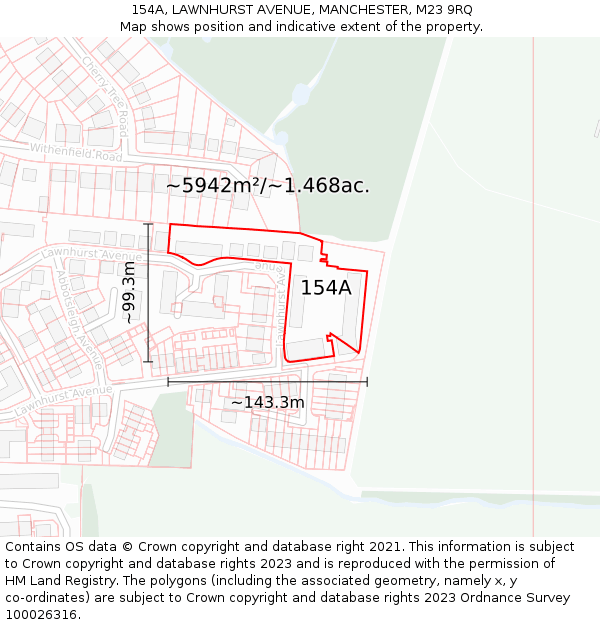 154A, LAWNHURST AVENUE, MANCHESTER, M23 9RQ: Plot and title map
