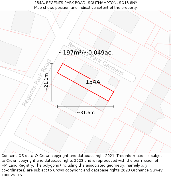 154A, REGENTS PARK ROAD, SOUTHAMPTON, SO15 8NY: Plot and title map