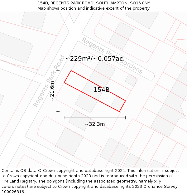 154B, REGENTS PARK ROAD, SOUTHAMPTON, SO15 8NY: Plot and title map