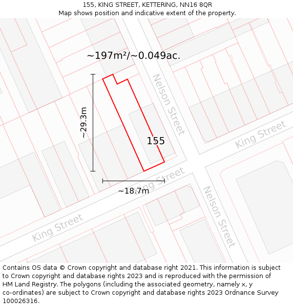 155, KING STREET, KETTERING, NN16 8QR: Plot and title map
