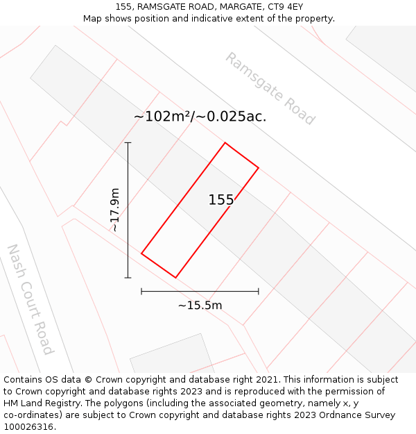 155, RAMSGATE ROAD, MARGATE, CT9 4EY: Plot and title map