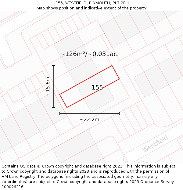 155, WESTFIELD, PLYMOUTH, PL7 2EH: Plot and title map
