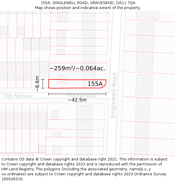 155A, SINGLEWELL ROAD, GRAVESEND, DA11 7QA: Plot and title map