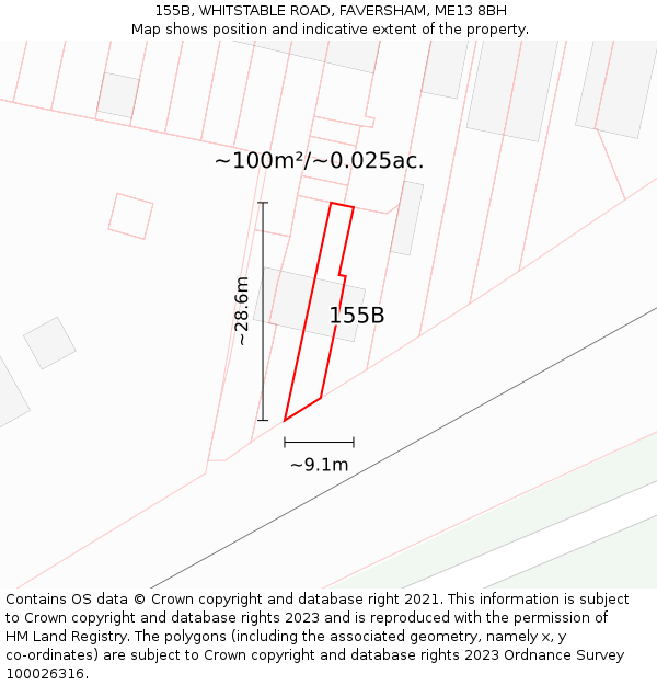 155B, WHITSTABLE ROAD, FAVERSHAM, ME13 8BH: Plot and title map