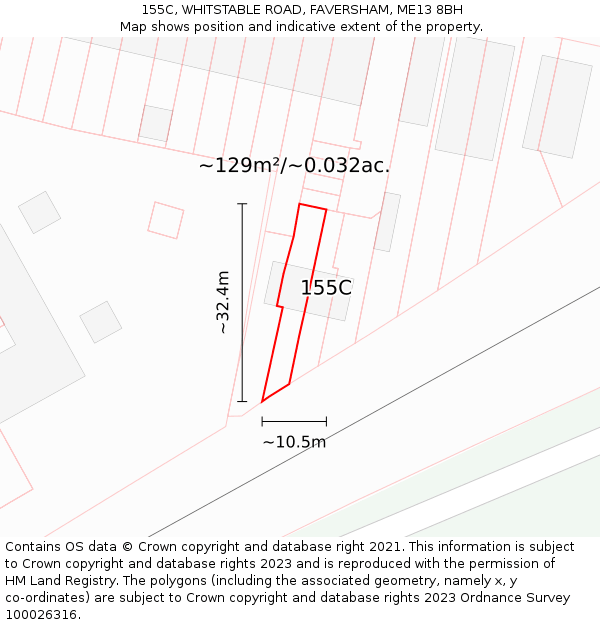 155C, WHITSTABLE ROAD, FAVERSHAM, ME13 8BH: Plot and title map