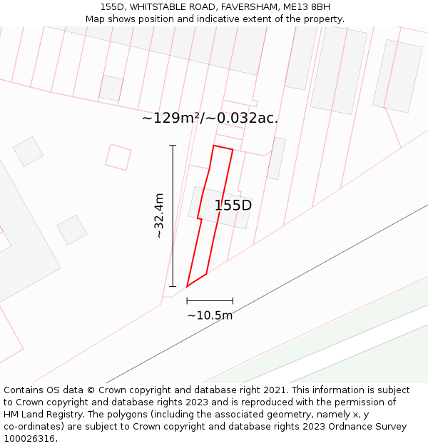155D, WHITSTABLE ROAD, FAVERSHAM, ME13 8BH: Plot and title map
