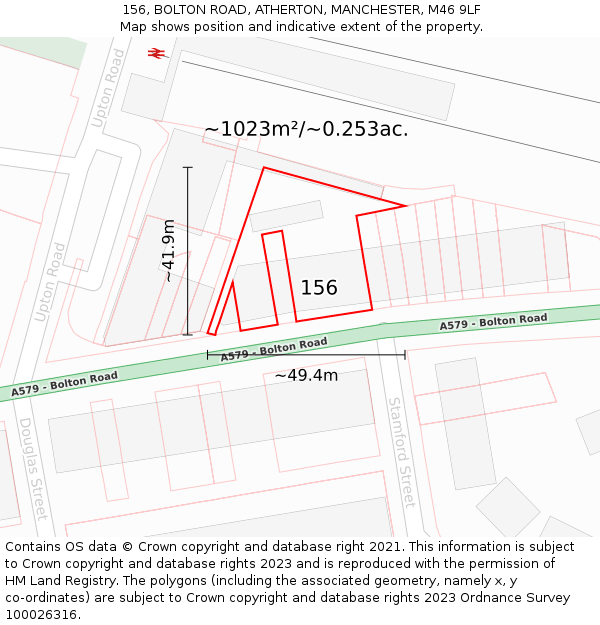 156, BOLTON ROAD, ATHERTON, MANCHESTER, M46 9LF: Plot and title map