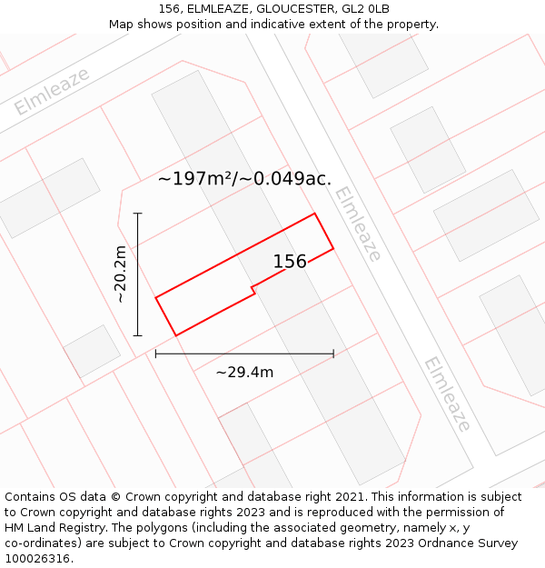 156, ELMLEAZE, GLOUCESTER, GL2 0LB: Plot and title map