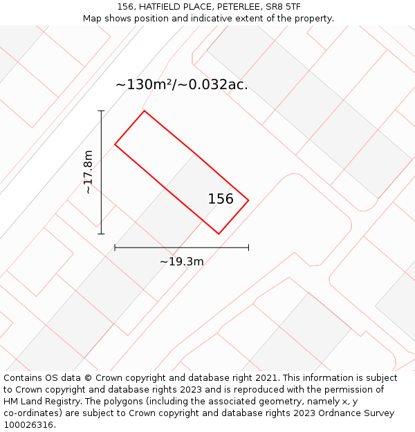 156, HATFIELD PLACE, PETERLEE, SR8 5TF: Plot and title map