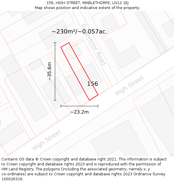 156, HIGH STREET, MABLETHORPE, LN12 1EJ: Plot and title map
