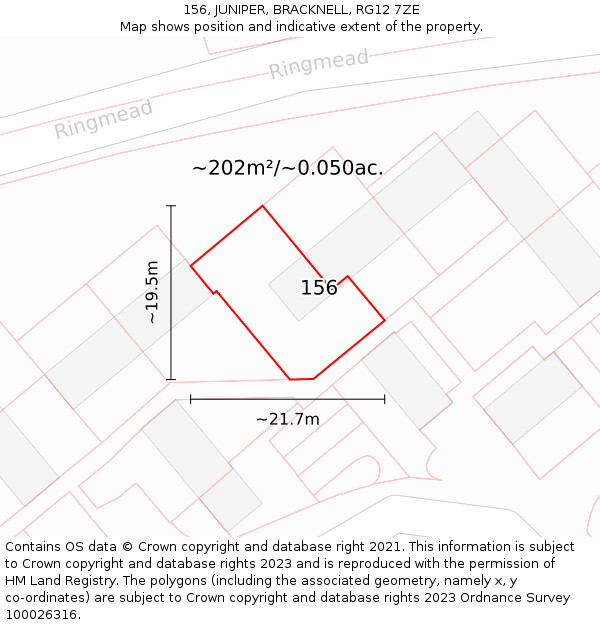 156, JUNIPER, BRACKNELL, RG12 7ZE: Plot and title map