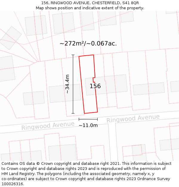 156, RINGWOOD AVENUE, CHESTERFIELD, S41 8QR: Plot and title map