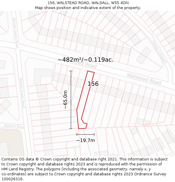 156, WALSTEAD ROAD, WALSALL, WS5 4DN: Plot and title map