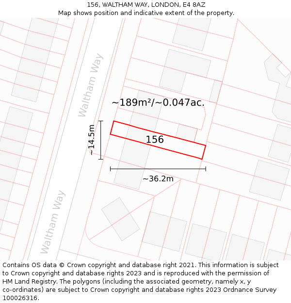 156, WALTHAM WAY, LONDON, E4 8AZ: Plot and title map