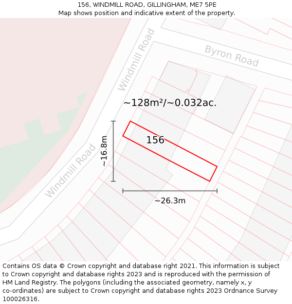 156, WINDMILL ROAD, GILLINGHAM, ME7 5PE: Plot and title map