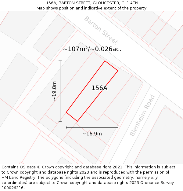 156A, BARTON STREET, GLOUCESTER, GL1 4EN: Plot and title map