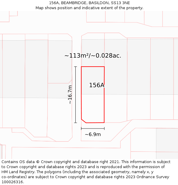 156A, BEAMBRIDGE, BASILDON, SS13 3NE: Plot and title map