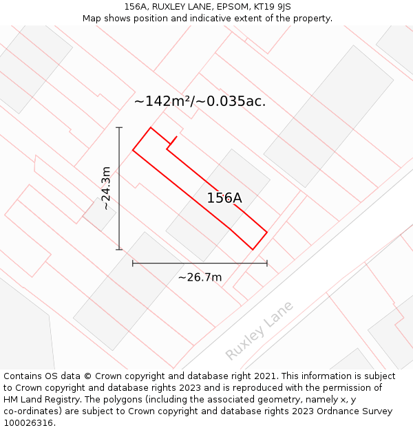 156A, RUXLEY LANE, EPSOM, KT19 9JS: Plot and title map