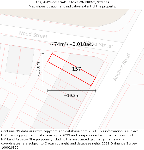 157, ANCHOR ROAD, STOKE-ON-TRENT, ST3 5EP: Plot and title map